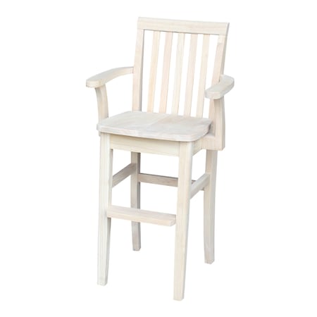 International Concepts Rectangle Mission Youth Chair, 17.25 W, 16.5 L, 34.5 H, Wood, Unfinished CC-265